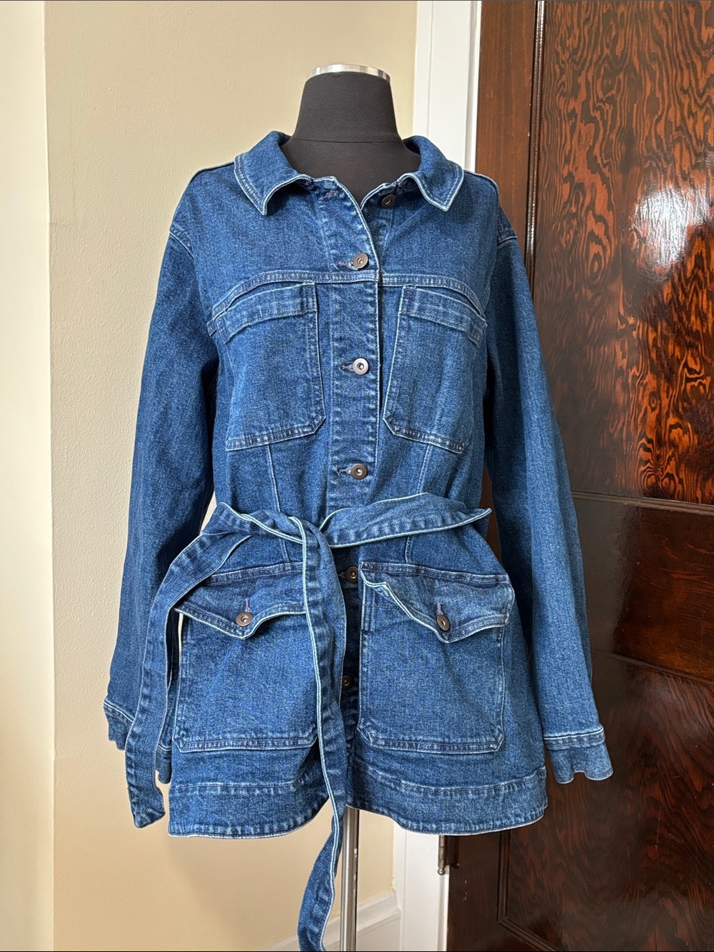Old Navy Women’s Utility Jacket Dark Blue Denim Jean Jacket XXL Chore Coat